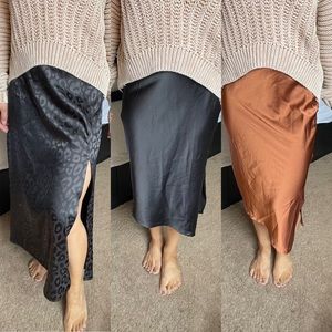 3 shein MIDI satin skirts